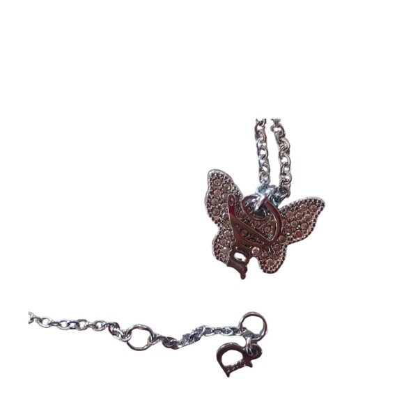 Christian Dior Crystal Butterfly Necklace Silver - Picture 4 of 4